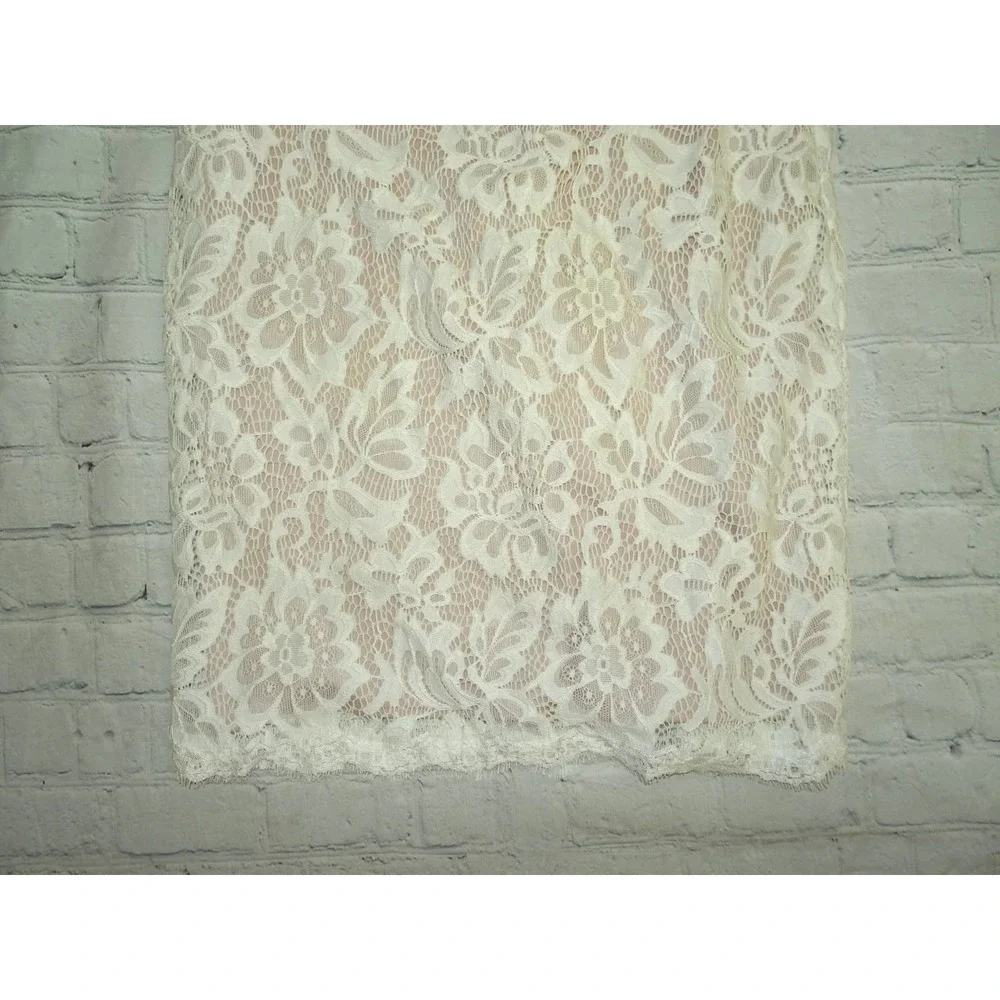 Betsy & Adam Peplum All Over Lace w/ Open Back Dress, Cream, 4 NWT - Picture 9 of 11